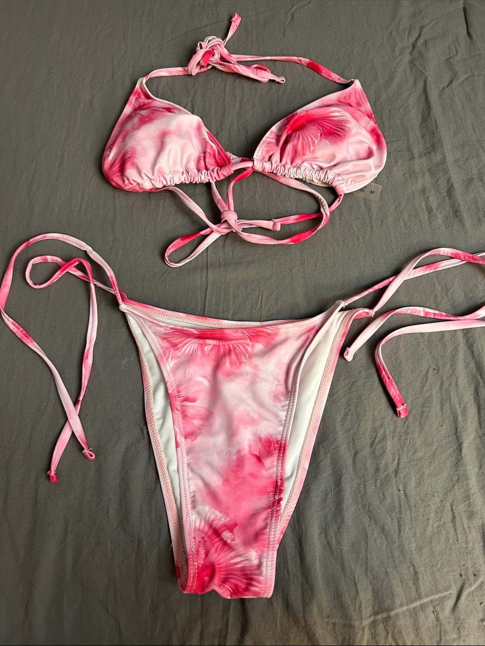 Pink Tie-Dye String Bikini Set